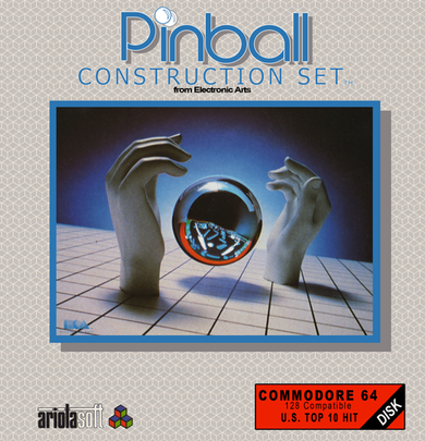Pinball Construction Set box art for Commodore 64